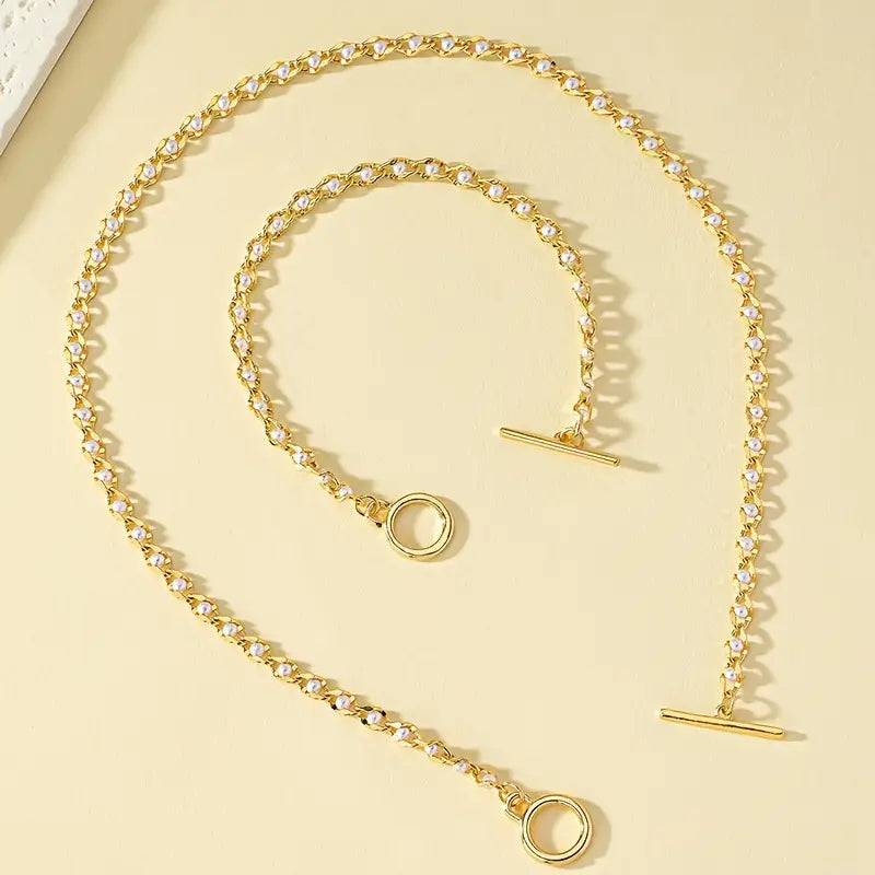 Trendy Chic Schmuckset - 1 Halskette + 1 Armband OT-Schließe Design