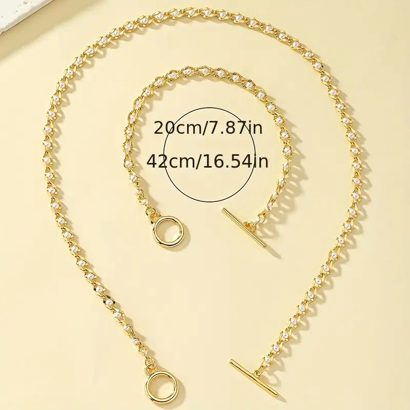 Trendy Chic Schmuckset - 1 Halskette + 1 Armband OT-Schließe Design
