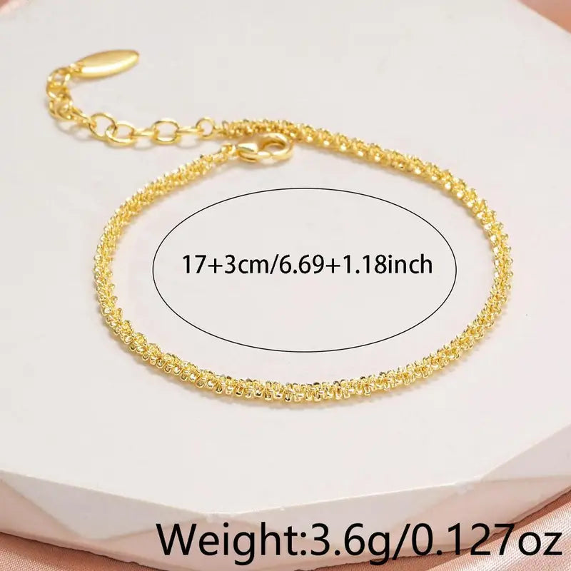 Eleganter, Einfacher Schneeflocken-Kettenarmband, 18K Goldvergoldeter Kupfer