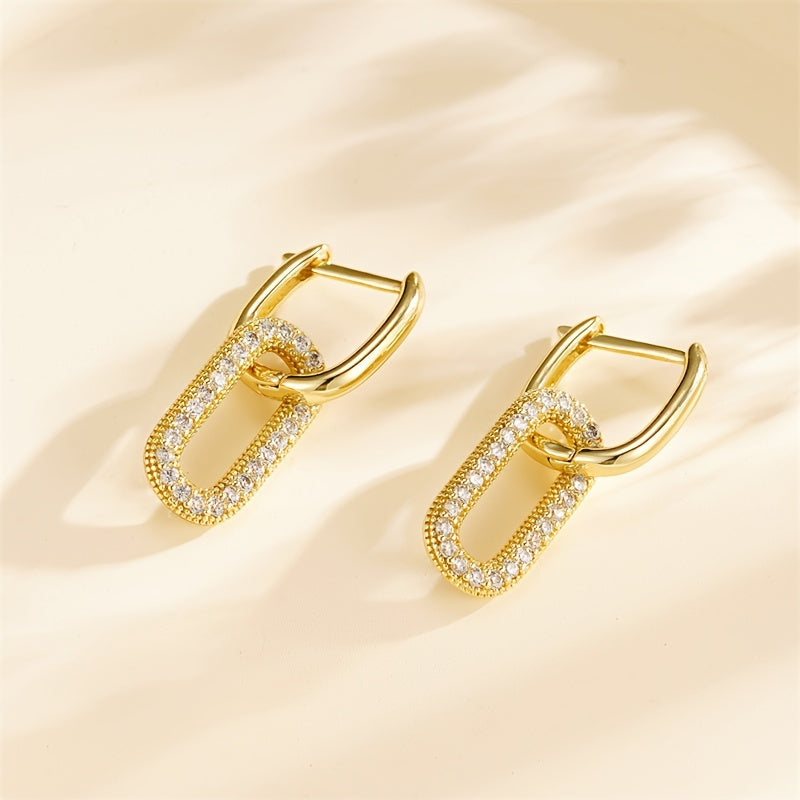 Golden Plated D-Bar Earrings