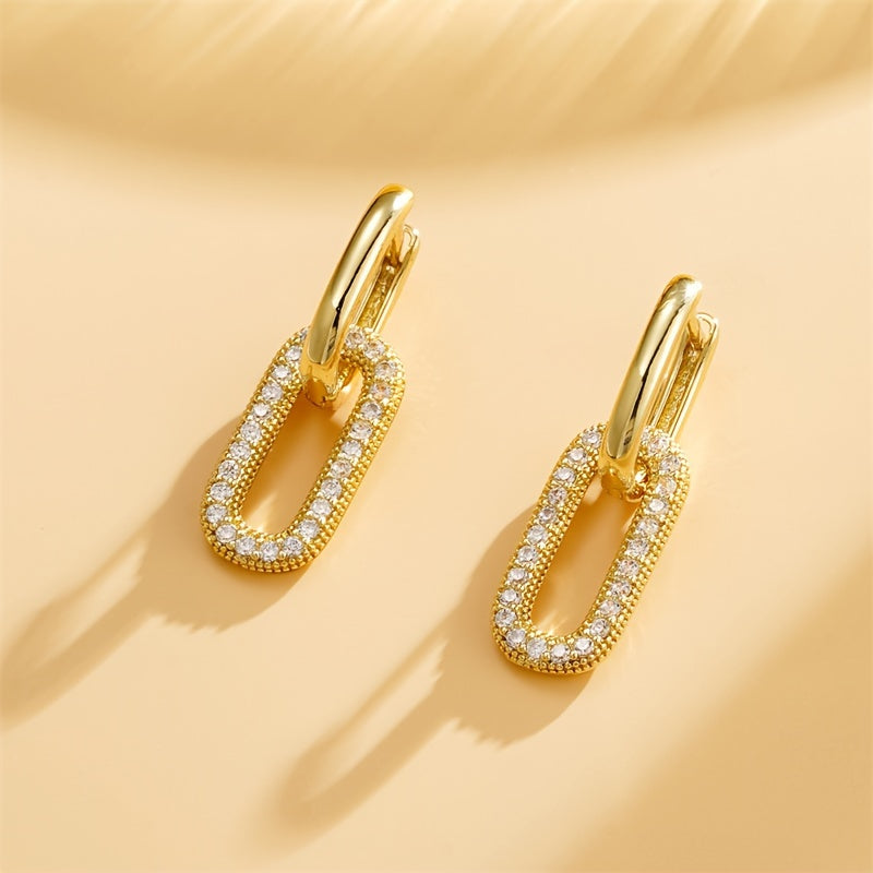 Golden Plated D-Bar Earrings