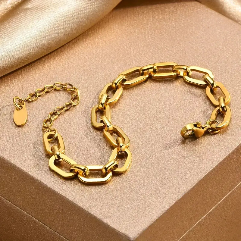 Elegantes Goldenes Edelstahl Handkettchen-Armband für Frauen - Luxuriöser Stil