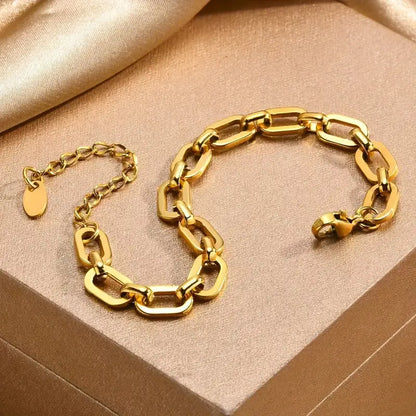 Elegantes Goldenes Edelstahl Handkettchen-Armband für Frauen - Luxuriöser Stil