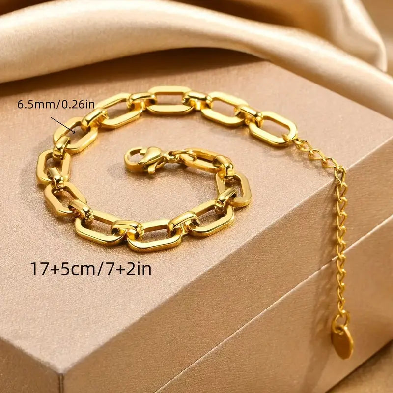 Elegantes Goldenes Edelstahl Handkettchen-Armband für Frauen - Luxuriöser Stil