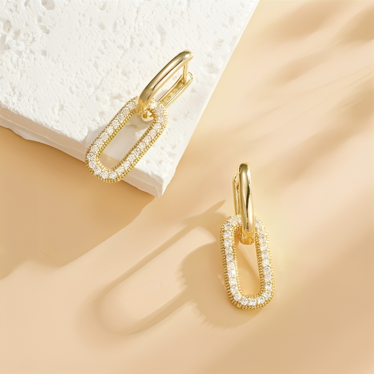 Golden Plated D-Bar Earrings