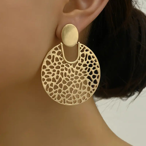 Ohring Hohle Kreis Ohrstecker, Vintage Stil Zinklegierung mit Eisen Ohrnadel, Elegant Kaltes Temperament