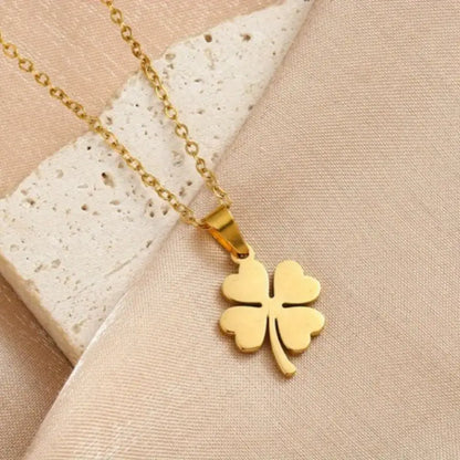 Edelstahl-Vierblättriges Kleeblatt-Anhänger Halskette mit 18K Goldbeschichtung - Eleganter & Vielseitiger Schmuck für Freizeitkleidung