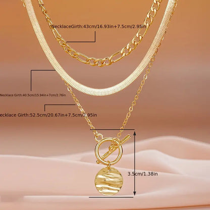 3-teiliges Halsketten-Set-Schlichte und dennoch schicke laminierte Schlangenkette mit Münzanhänger