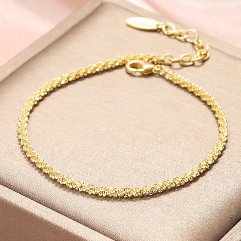 Eleganter, Einfacher Schneeflocken-Kettenarmband, 18K Goldvergoldeter Kupfer