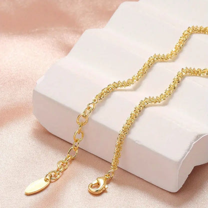 Eleganter, Einfacher Schneeflocken-Kettenarmband, 18K Goldvergoldeter Kupfer