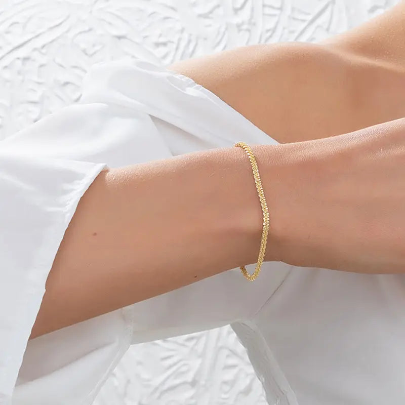 Eleganter, Einfacher Schneeflocken-Kettenarmband, 18K Goldvergoldeter Kupfer