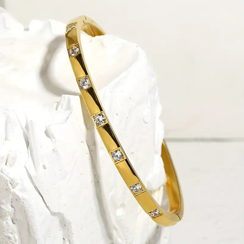 Luxus inspiriertes Edelstahl-Armband mit Funkelnden Strasssteinen