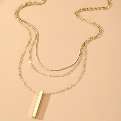 Chic Schlangenknochen-Anhänger-Halskette, Stilvolle Mehrschicht-Schlangenknochen-Ketten-Anhänger-Halskette - Minimalistischer langer Bar-Schmuck