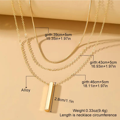 Chic Schlangenknochen-Anhänger-Halskette, Stilvolle Mehrschicht-Schlangenknochen-Ketten-Anhänger-Halskette - Minimalistischer langer Bar-Schmuck